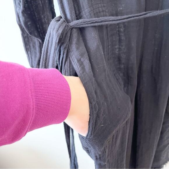 Michael Stars Muslin Long Sleeve Shirt Dress Midi Women’s size XS Black - Picture 7 of 12